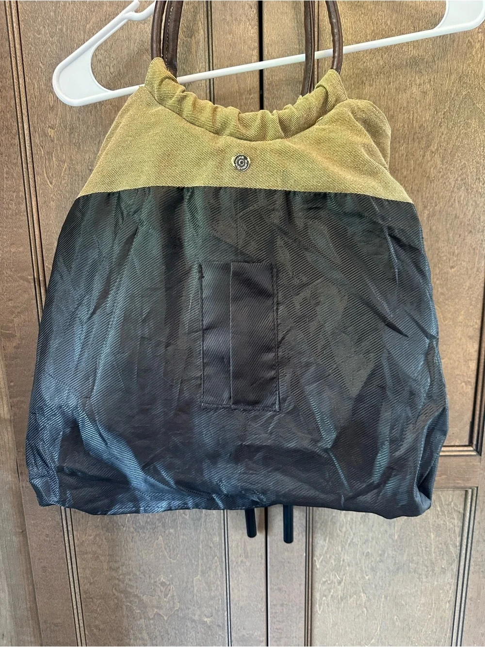 Canvas Tote Bag with Brown Faux Leather Trim